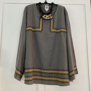 *  IVY JANE  FALL & WINTER WEIGHT 
 GRAY PEASANT TOP 14/16 L/XL